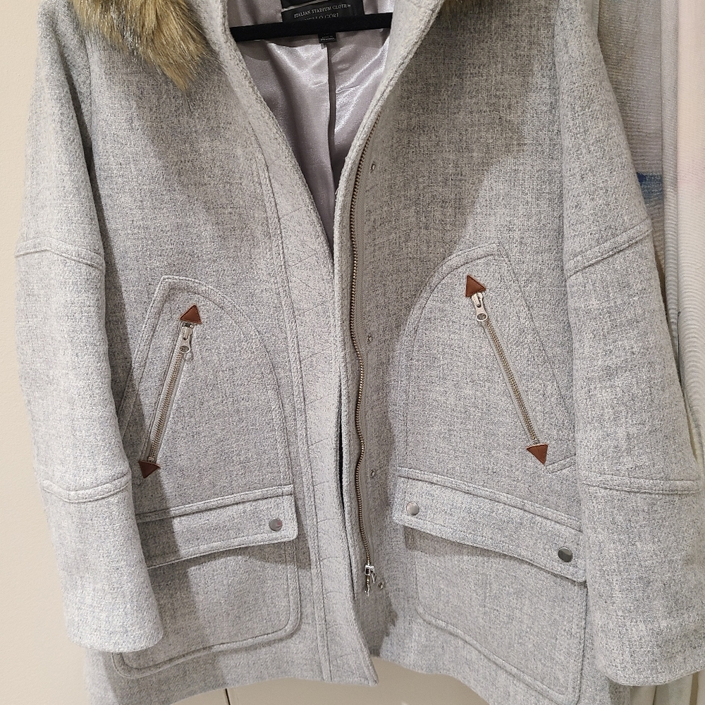 J.Crew Grey Italian Stadium Cloth Size 16 Coat with Hood
